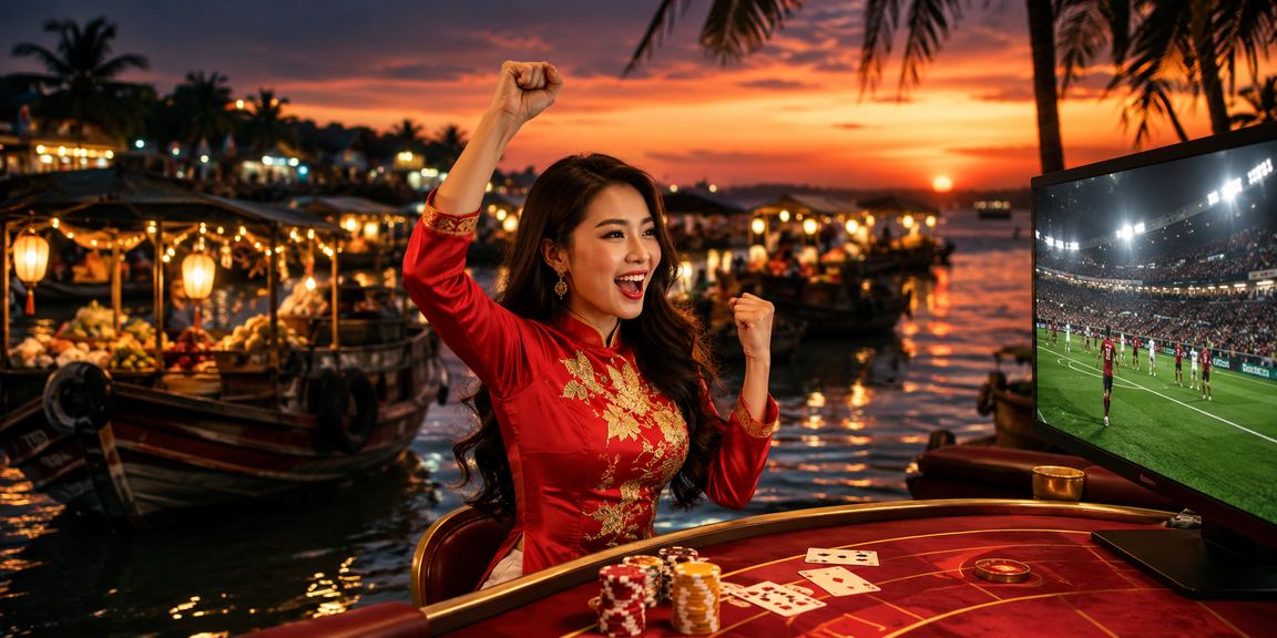 Người phụ nữ trong trang phục áo dài tại Phú Quốc tham gia trò chơi baccarat casino